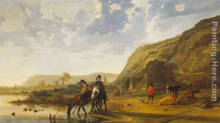 Aelbert Cuyp River Landscape with Riders